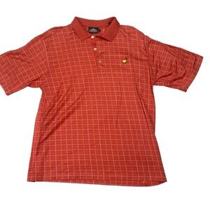 Masters Men’s Polo Size Large Orange Plaid Golf Clubhouse Collection Italy Made